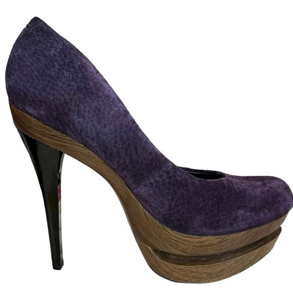 Jessica Simpson Colie pumps heels purple suede leather size 7B platform 5” heel - Picture 4 of 10